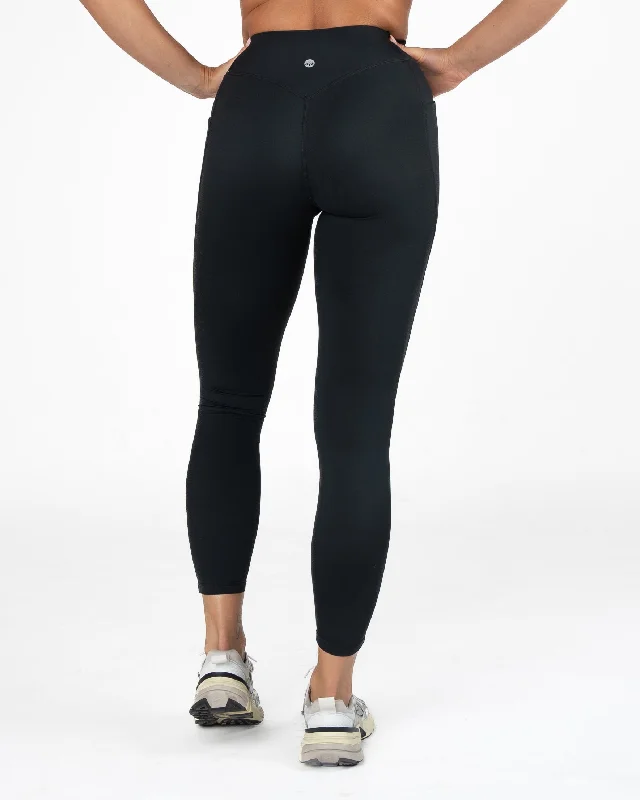 Flexible Fit Yoga Pants for All-Day Wear -AYA Accentuate Your Assets Mid-Rise Leggings - Black