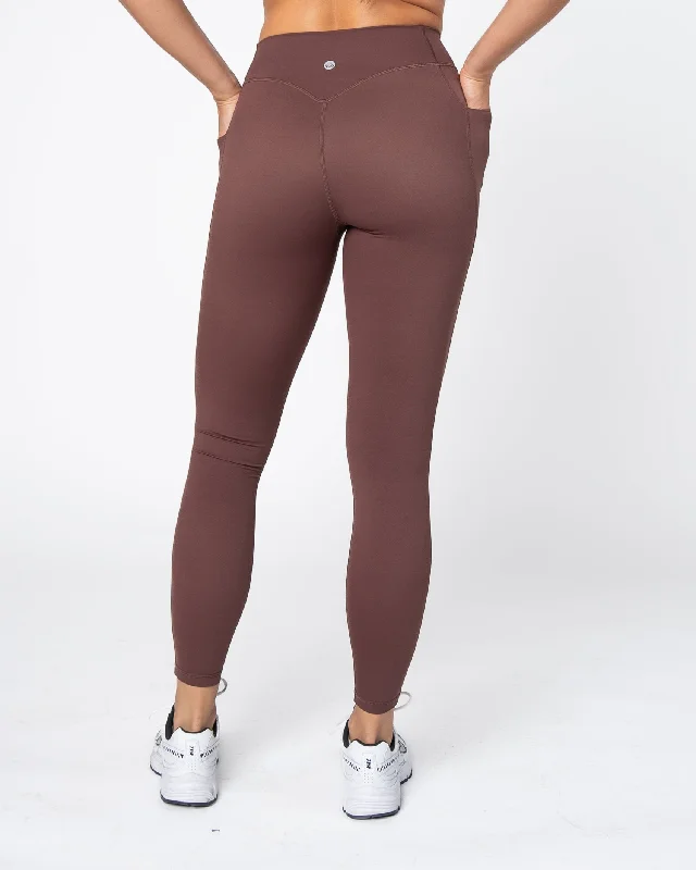 Yoga Pants with Comfort and Compression -AYA Accentuate Your Assets Mid-Rise Leggings - Fossil