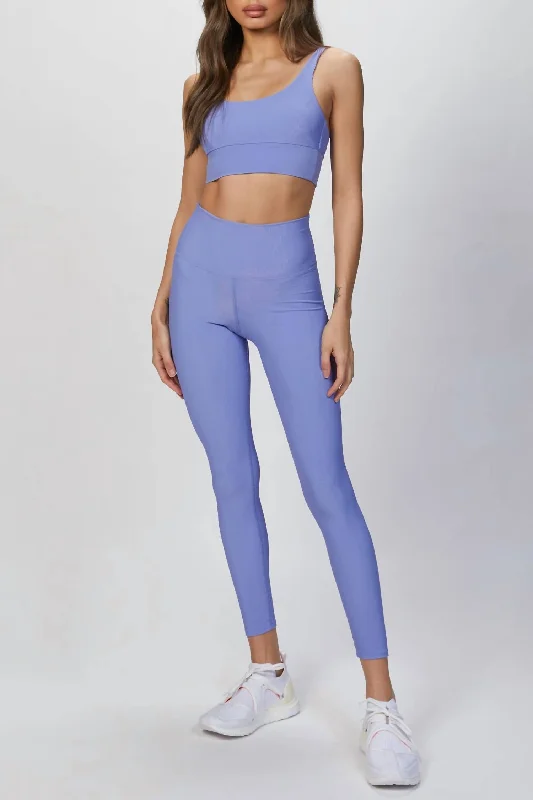 Yoga Shorts with Smooth Waistband -Ayla Legging In Periwinkle
