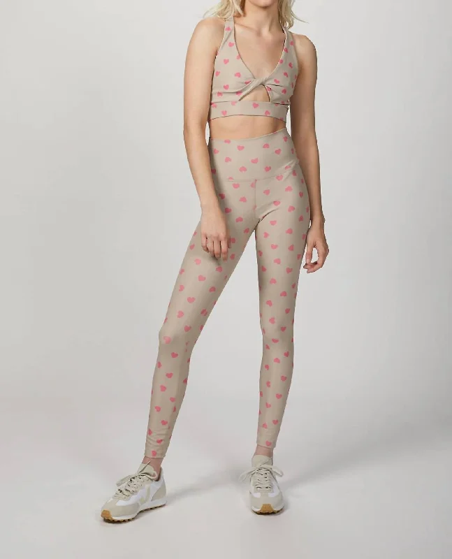 Yoga Shorts for Everyday Use -Ayla Legging In Taupe Heart