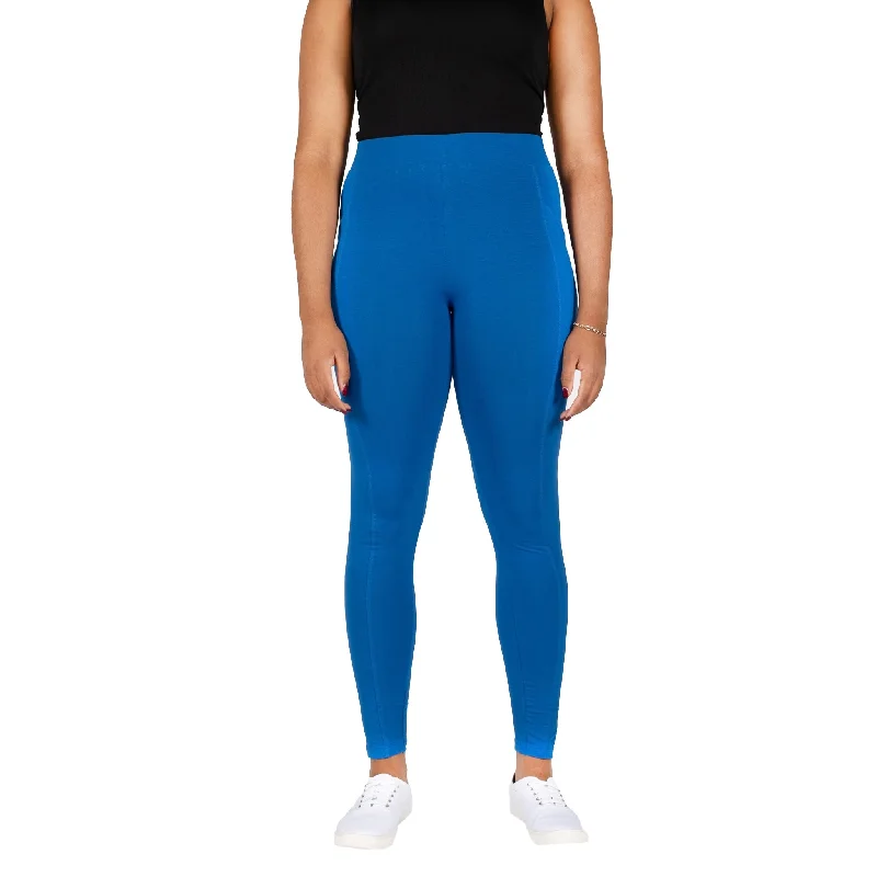 Yoga Pants for Full Movement -Azurite Blue Adults Leggings with Pockets