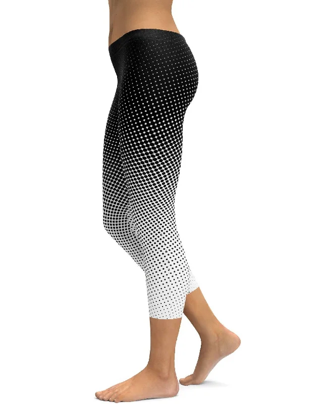 Eco-Friendly Yoga Pants -B&W Halftone Capris