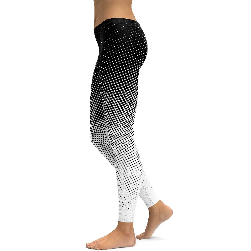 Yoga Pants for Meditation -B&W Halftone Leggings