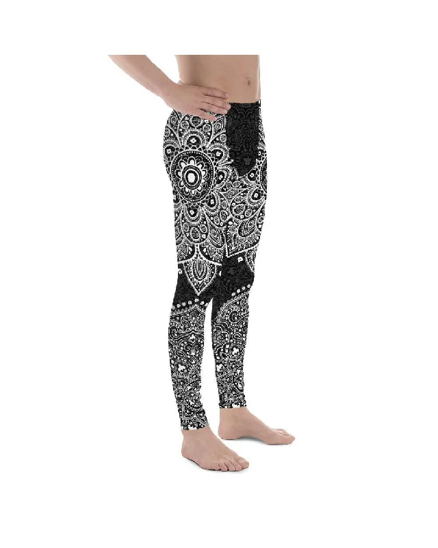 Breathable Yoga Pants for Flexibility -B&W Mandala Meggings