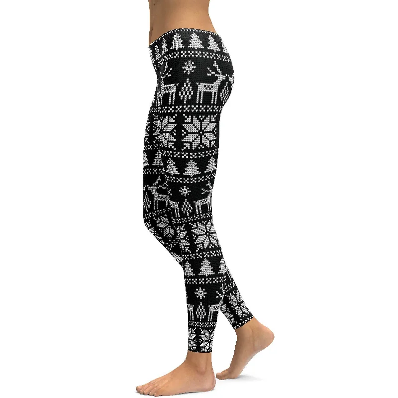 Yoga Pants for Maximum Comfort and Flexibility -B&W Ugly Christmas Leggings