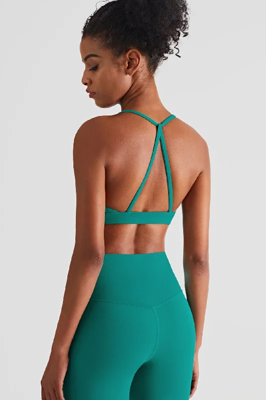 Yoga Bar with Minimal Ingredients -Spaghetti Straps Triangle Back Sports Bra