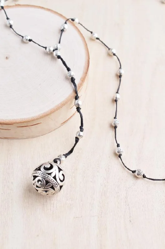 Yoga Shorts for Better Endurance -Bali Queen Alloy Filigree Ball Necklace
