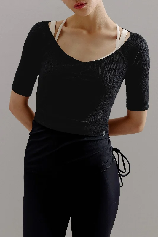 Comfortable Yoga Tops for Every Pose -Ballet V-Neck Wool Tee