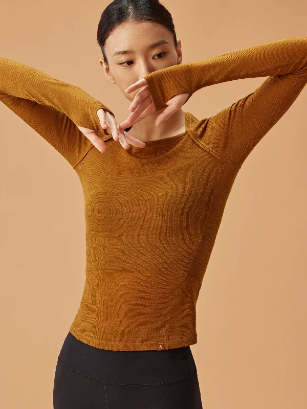 Tight-Fitting Yoga Tops -NEIWAI ACTIVE X NYCB Ballet Wool Ribbed Top