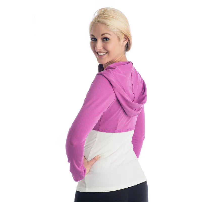 Yoga Tops for Hot Yoga -Love Bamboo Cropped Hoodie - Orchid