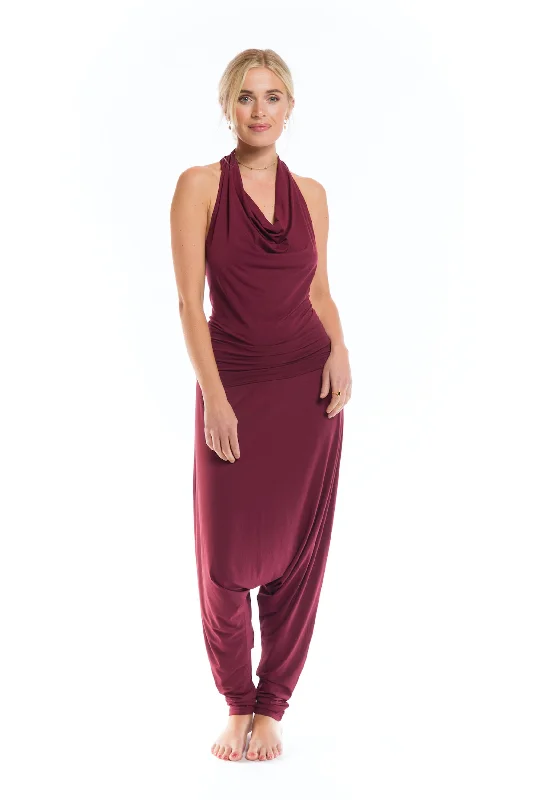 Best Yoga Pants for Hot Yoga -HAREM LOUNGE PANTS BURGUNDY