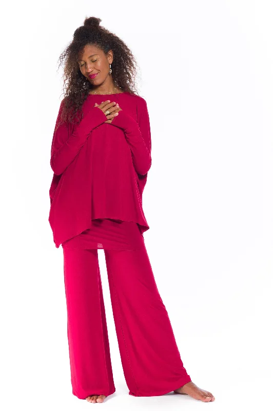 Stylish and Functional Yoga Pants -PALAZZO PANTS CLARET