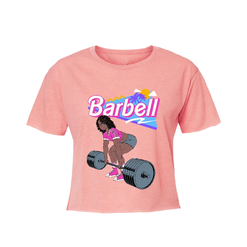 Stylish Yoga Tops for Gym Sessions -BARBell *Black Edition* (Women's Desert Pink Crop Tee)