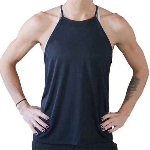 Yoga Tops for Support and Comfort in Class -Basic High Neck Flowy Tank