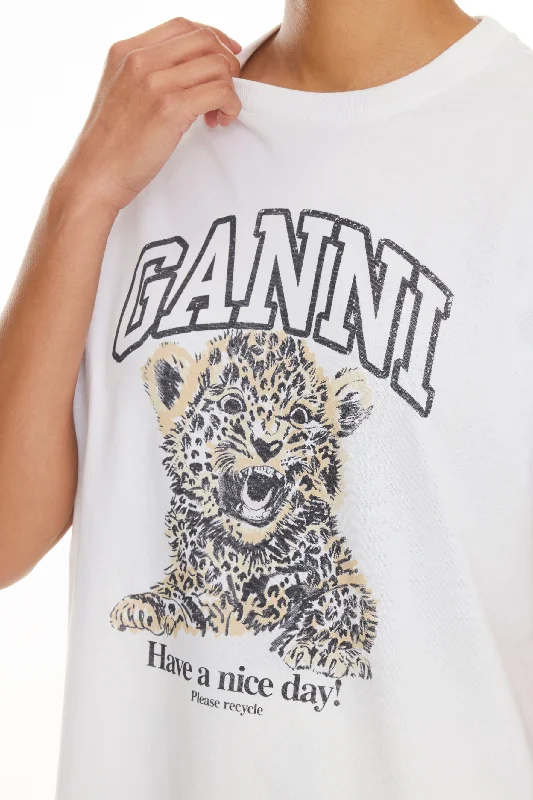 Yoga Tops with Mesh for Increased Comfort -Basic Jersey Leopard Relaxed T-shirt - Leopard