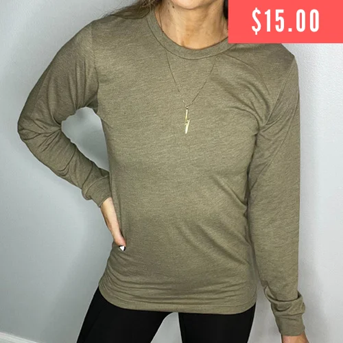 Lightweight Yoga Tops for Ease of Movement -Basic Long Sleeve Tee | Heather Olive