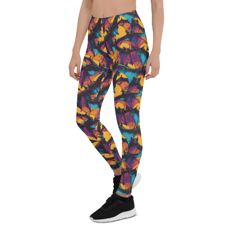 Breathable Yoga Pants for Performance -Bat Horror Leggings