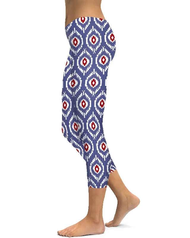 High-Waisted Full-Length Yoga Pants -Batik Inspired Capris