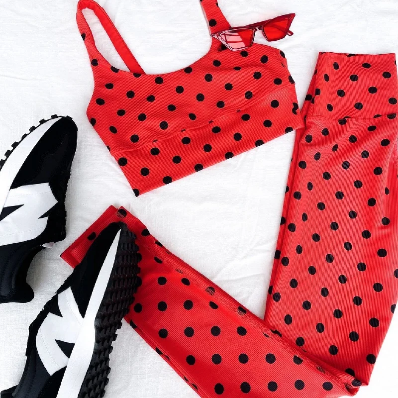 Soft Yoga Pants for Everyday -Ayla Legging - Scarlet Polka Dot