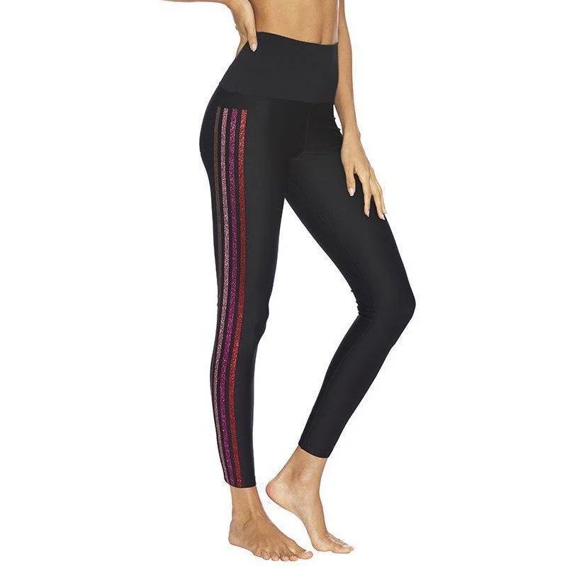 Soft Yoga Pants for Relaxation -Jade Legging - Pink Multi Stripe