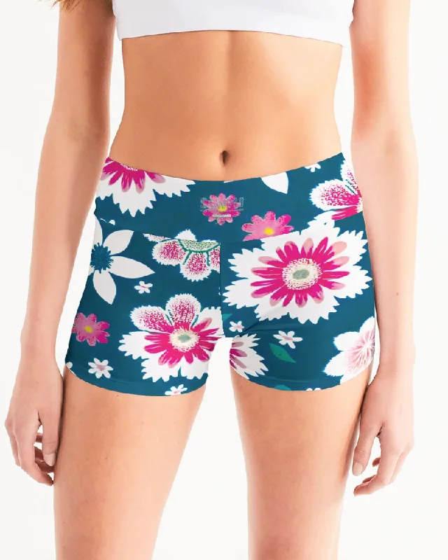 Yoga Shorts for Athletes -Beautiful floral pattern Women's All-Over Print Mid-Rise Yoga Shorts Yoga Shorts for Athletes -Beautiful floral pattern Women's All-Over Print Mid-Rise Yoga Shorts