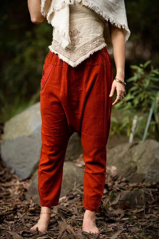 Affordable Yoga Pants for Active Lifestyles -Bedouin Harem Pants - Rust