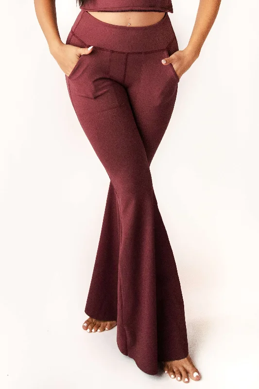 Yoga Pants for Sculpting -Bell Bottoms 2.0 in Maroon by Yoga Democracy