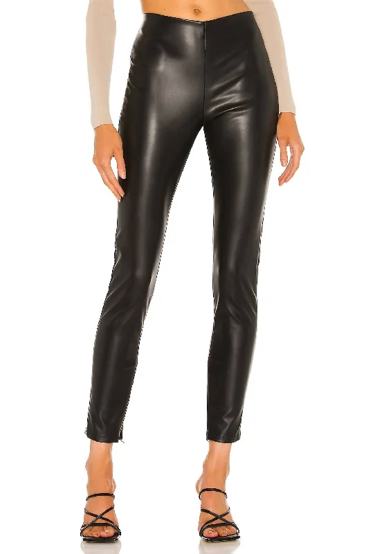 Yoga Shorts for Intense Yoga Sessions -Berdine Faux Leather Legging In Black