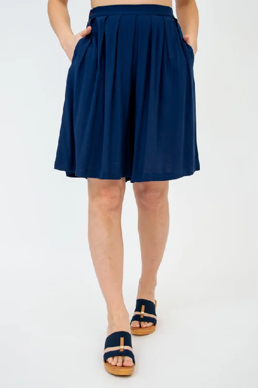 Yoga Shorts for Smooth Posture -Betty Shorts, Indigo, Linen Bamboo