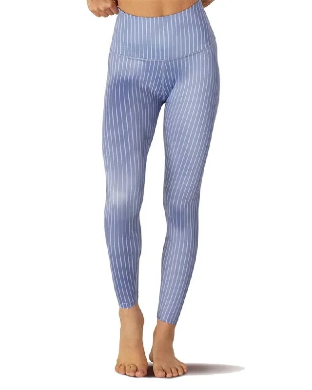 Yoga Pants with Moisture-Wicking Fabric -High Midi Pinstripe Yoga Legging