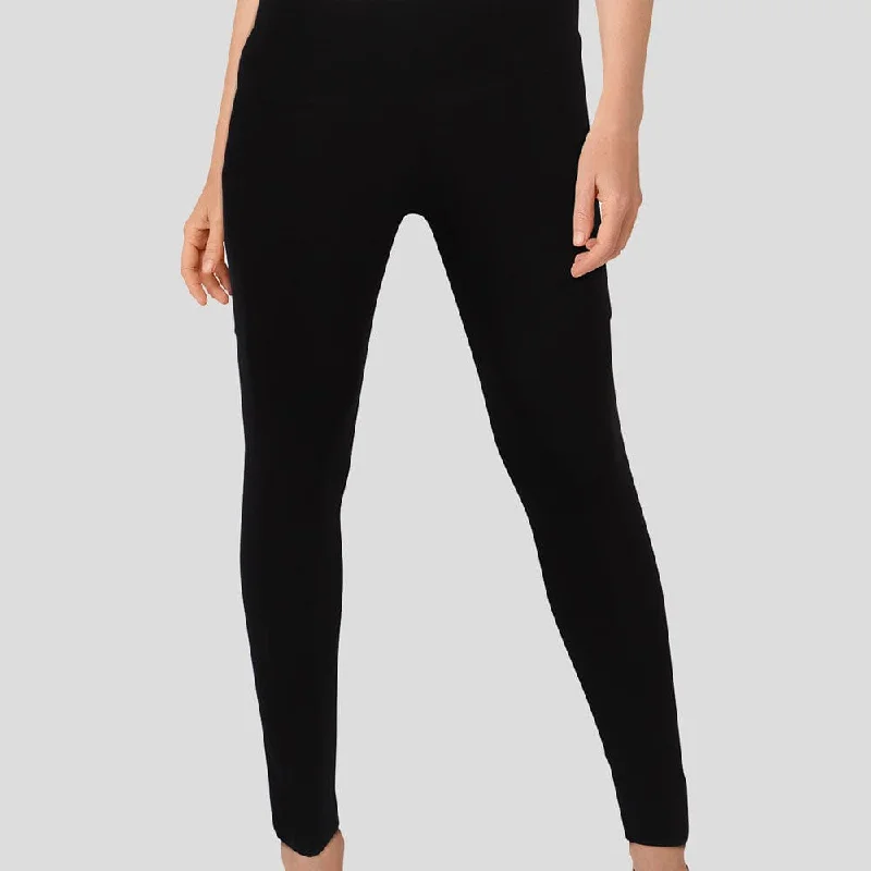High-Waisted Yoga Pants for Support -Black Adults Cotton Leggings with Pockets