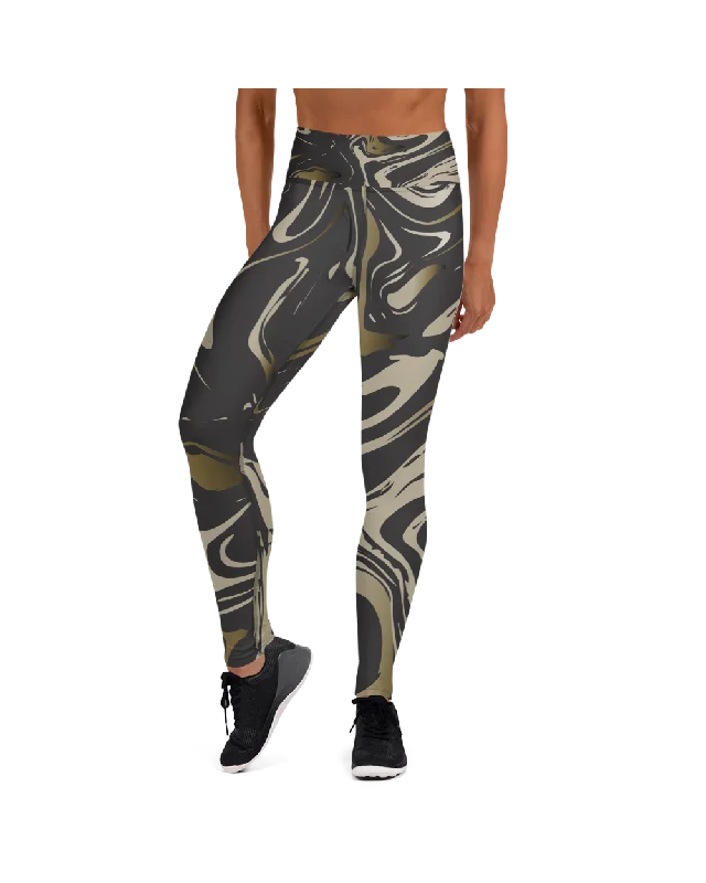 Stylish Yoga Pants for Everyday Comfort -Black and Gold Marble Yoga Pants