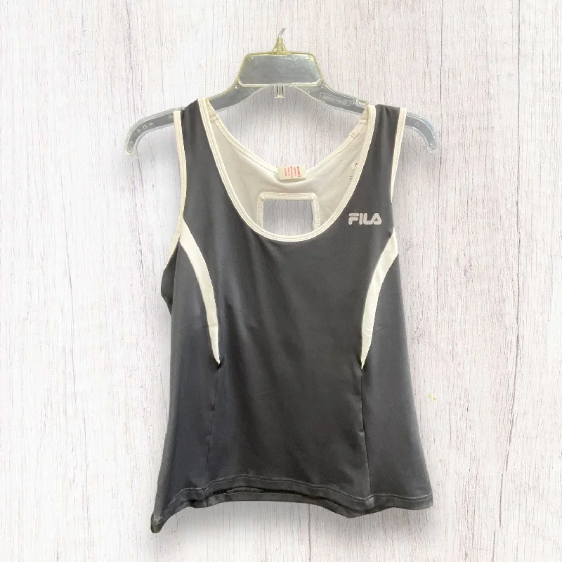 Women's Yoga Tops with Mesh Panels -Black Athletic Tank Top Fila, Size Xl