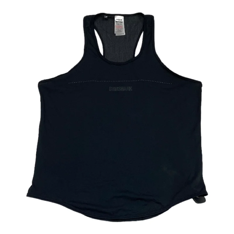 Stylish Yoga Tops with Open Back Design -Black Athletic Tank Top Gym Shark, Size S