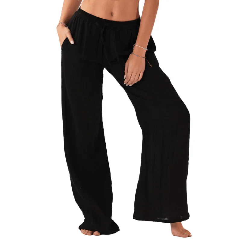 Premium Yoga Pants for Flexibility -Black Cotton Cabana Pants