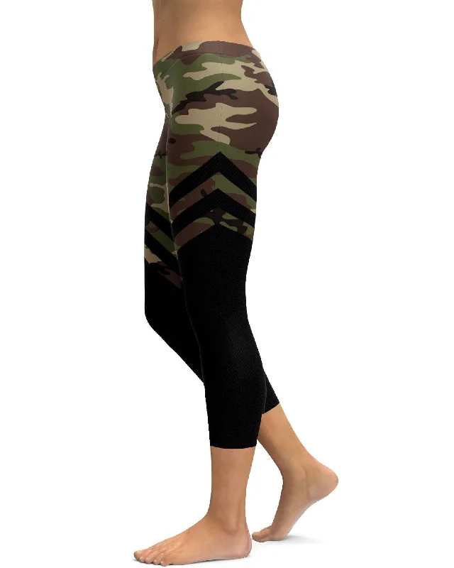 Soft and Breathable Yoga Pants -Black & Camo Thigh High Stocking Capris