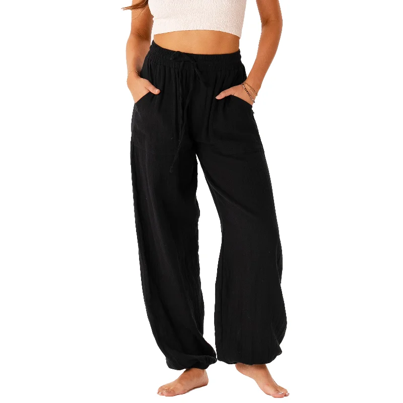 All-Day Wear Yoga Pants -Black Cotton Castaway Pants