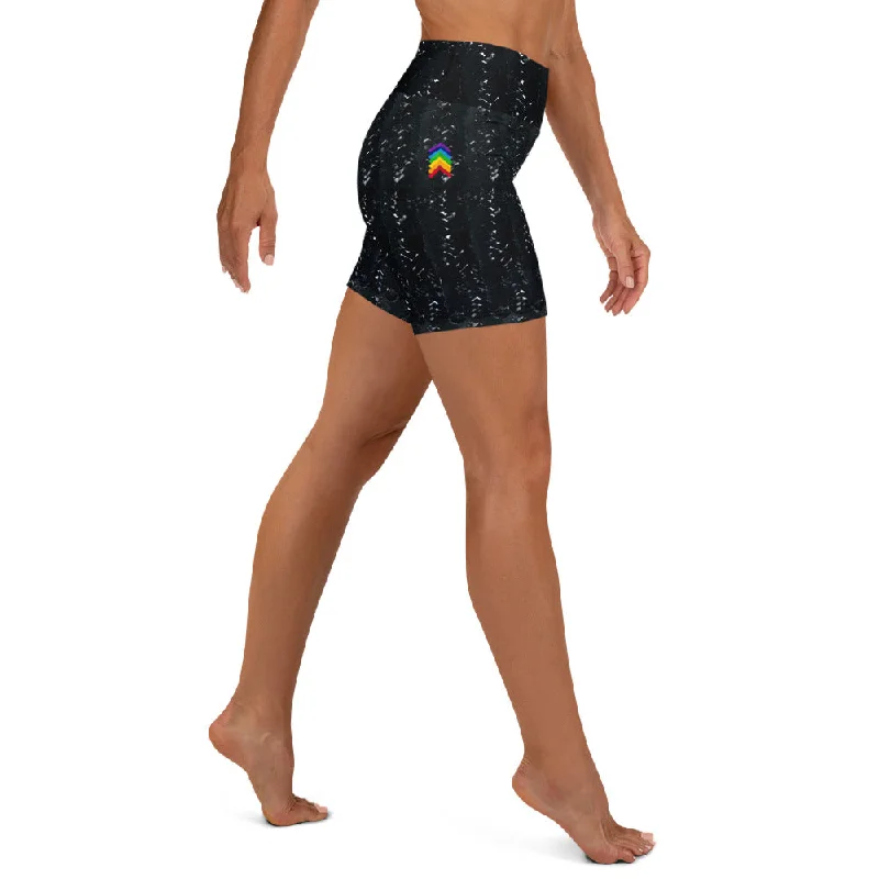 Yoga Shorts for Summer Workouts -Black Herringbone Yoga Shorts
