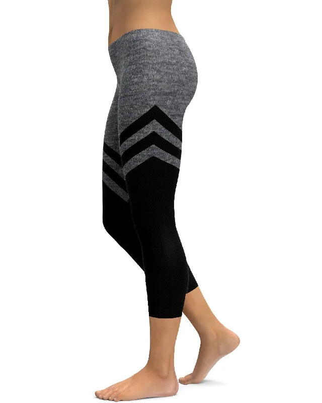 Yoga Pants for Comfort and Style -Black & Faux Heathered Stocking Capris