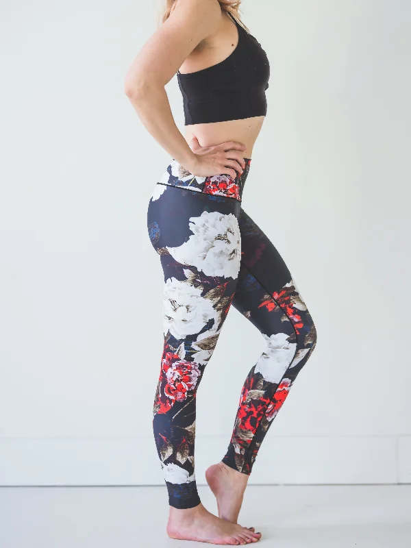 Flexibility Yoga Pants for Every Workout -Black Floral Yoga Pants *FINAL SALE*