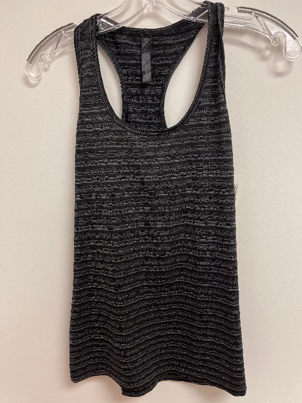 Women's Yoga Tops with Extra Flexibility -Black & Grey Athletic Tank Top 90 Degrees By Reflex, Size M