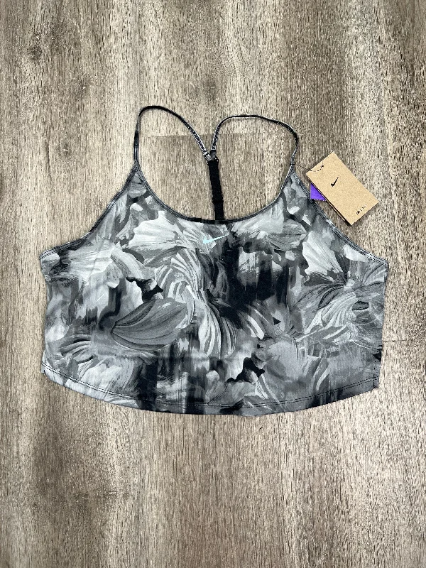 Fitted Yoga Tops with Breathable Design -Black & Grey Athletic Tank Top Nike Apparel, Size L