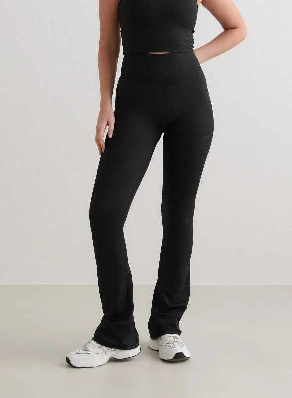 Yoga Pants for Stretching -Black Monochrome Core Flare Tights