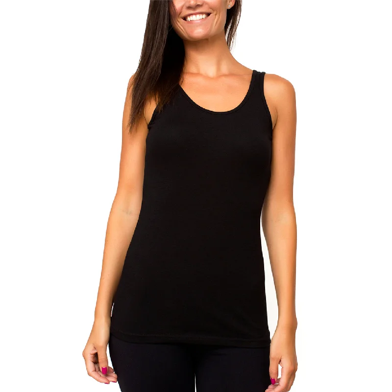 Women's Yoga Tops with Open Back -Plain Organic Cotton Tank