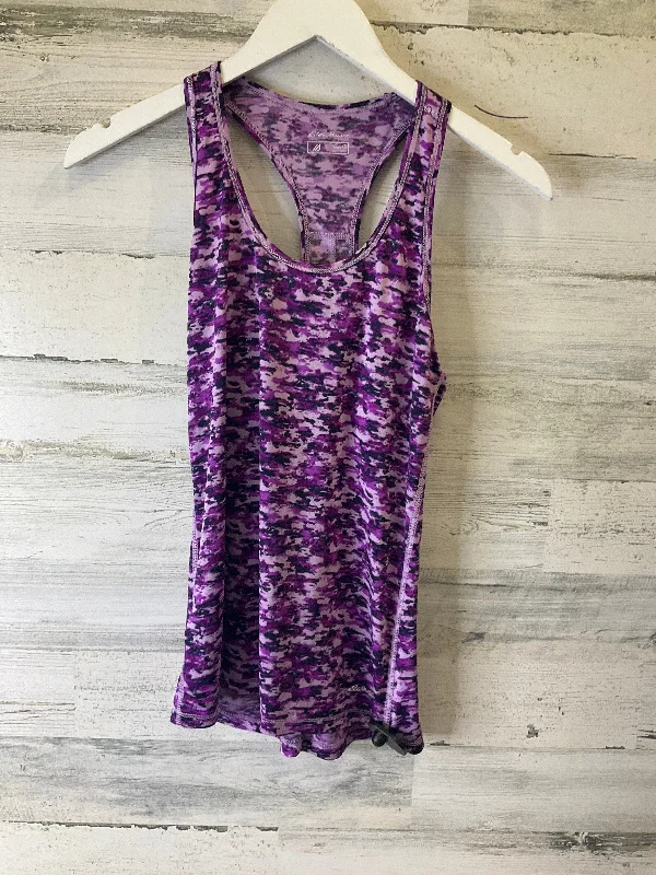 Breathable Yoga Tops for Active Wear -Black & Purple Athletic Tank Top Eddie Bauer, Size Xs
