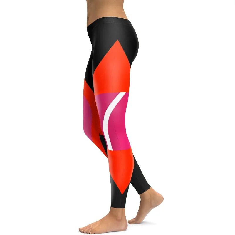 Comfortable Yoga Pants with Supportive Fit -Black, Red, Pink Colorblock Leggings