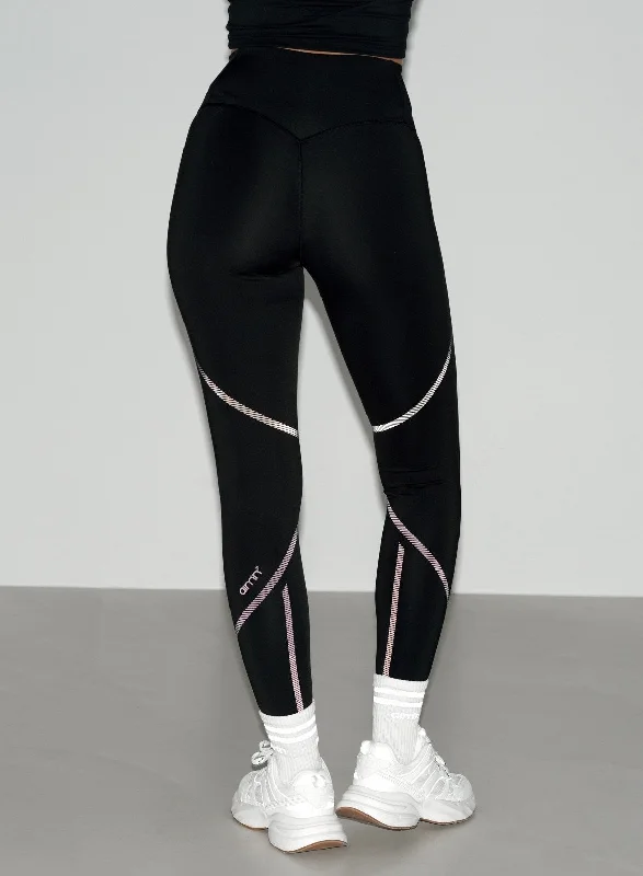 Full-Waisted Yoga Pants for Support -Black Reflective Warming Tights