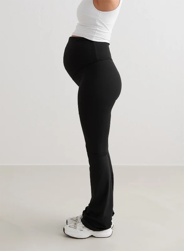 Yoga Pants for Relaxing and Stretching -Black Sense Maternity Flare Tights