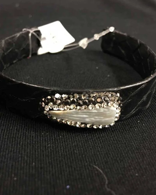 Yoga Shorts for Strength Training and Fitness -Black Snakeskin Single Stone Bracelet