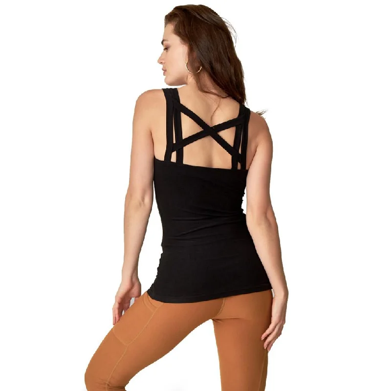 Women's Yoga Tops for Power Yoga -Long Black Tank Top